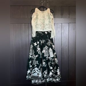 Threads and Motifs Velvet Green Lehenga NWT